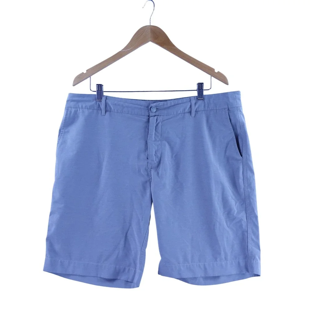 Faherty All Day Shorts Mens 36 Light Blue Grey Hybrid Stretch Recycled Polyester